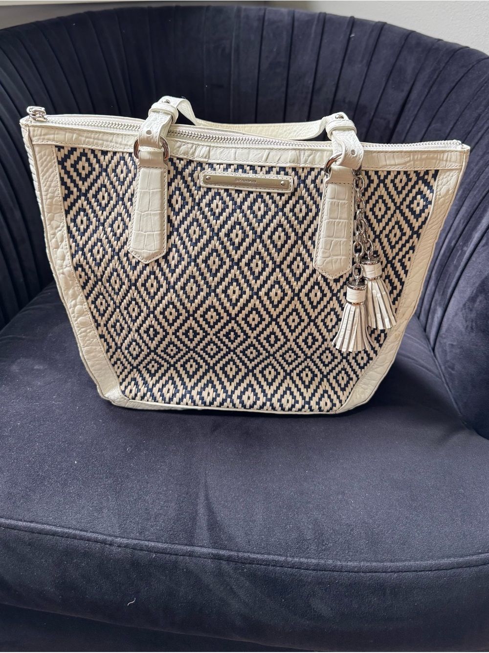 Brahmin Willa White & Blue shoulder bag
